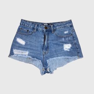 high rise bdg denim shorts